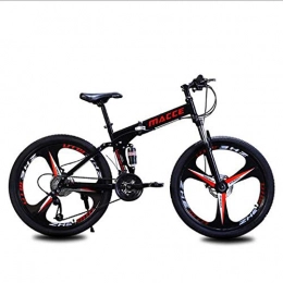 Domrx Bici Doppio assorbitore di Vibrazioni da 26 Pollici con Cambio di velocità Pieghevole Una Bicicletta-Rosso Nero
