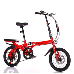 DQWGSS Bici pieghevoli DQWGSS City Folding Bike Adulti Sedile Regolabile Leggero e Manubrio con Freni di Sicurezza Bici da Strada per Uomo Donna Bambini, Rosso, L