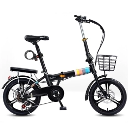 Dxcaicc Bici Dxcaicc Bicicletta pieghevole, 7 velocità telaio in acciaio al carbonio da 16 / 20 / 22 pollici, bicicletta da città facile da piegare per adulti uomini e donne adolescenti, Nero, 16 inch