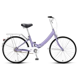 Dxcaicc Bici Dxcaicc Bicicletta pieghevole, Bicicletta pieghevole per adulti da 24 pollici, Altezza del sedile regolabile, Telaio in acciaio al carbonio, Bicicletta portatile, Bicicletta da città, Viola