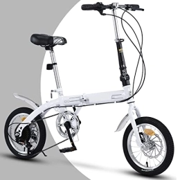 Dxcaicc Bici pieghevoli Dxcaicc Bicicletta pieghevole Bicicletta portatile con 6 velocità Regolabile in altezza Facile da piegare Bicicletta da città per adulti uomini e donne adolescenti, Bianca, 14 inch