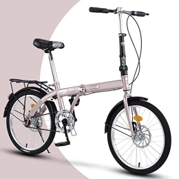 Dxcaicc Bici Dxcaicc Bicicletta pieghevole Bicicletta portatile con 6 velocità Telaio in acciaio al carbonio da 14 / 16 / 20 pollici Bicicletta portatile per adulti Bicicletta da città, Rosa, 20 inch