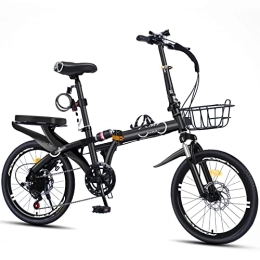 Dxcaicc Bici pieghevoli Dxcaicc Bicicletta pieghevole Bicicletta portatile con 7 velocità, telaio regolabile in altezza da 16 / 20 / 22 pollici, bicicletta da città facile da piegare, Nero, 16 inch