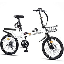 Dxcaicc Bici pieghevoli Dxcaicc Bicicletta pieghevole Bicicletta portatile da 16 / 20 / 22 pollici in acciaio al carbonio, bicicletta pieghevole unisex, Bianca, 22 inch