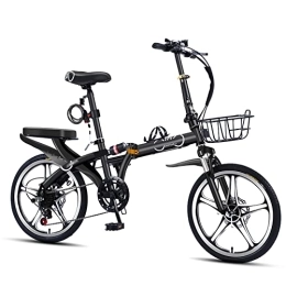 Dxcaicc Bici pieghevoli Dxcaicc Bicicletta pieghevole con 7 velocità e parafanghi, Telaio in acciaio al carbonio regolabile in altezza, Bicicletta da città facile da piegare, Nero, 20 inch