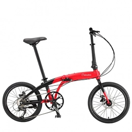 EASSEN Bici EASSEN Bicicletta Pieghevole da 20 Pollici per Adulti, Cornice in Alluminio Comodo 19 Sistema di Spostamento della velocità, con Freni a Disco Meccanici Doppi, Pedali piegh Red Black