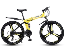 EDOSTORY Bici pieghevoli EDOSTORY Mountain Bike Bicicletta Pieghevole Adulto Doppio Assorbimento degli Urti off-Road Racing velocità Ragazzo E Ragazza in Bicicletta, Giallo