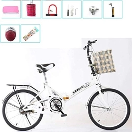 FDSAD Bici pieghevoli FDSAD Bicicletta Pieghevole da Donna Lavoro Leggero Adulto Ultra Leggero velocità variabile Portatile16 / 20 Pollici Piccolo Studente Maschio Bicicletta Pieghevole Bicicletta Portabici, Bianca, 16IN