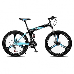 FGKLU Bici FGKLU 26 Pollici 21 velocità Mountain Bike Pieghevoli, Bici MTB Freno a Doppio Disco a 3 Razze, Bicicletta Antiscivolo a Sospensione Completa per Uomo Donna Adolescente