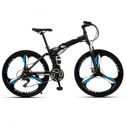 FGKLU Bici FGKLU Adulti Mountain Bike Pieghevole 26 Pollici, 21 / 24 / 27 velocità 3 Ruote per coltelli Esterno MTB Bici Bicicletta per Uomo Donna, Freni a Doppio Disco in Acciaio ad Alto tenore Carbonio, C, 27 Speed