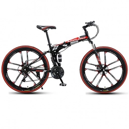 FGKLU Bici FGKLU Mountain Bike Pieghevole Adulti, Bicicletta MTB a Sospensione Completa con Ruota 26 Pollici a 10 coltelli, Bicicletta Allenamento all'aperto con Freno a Doppio Disco Meccanico a 21 velocità