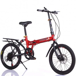 FJW Bici FJW 6 velocità Unisex Sospensione Bici Pieghevole 20 Pollici Acciaio al Carbonio Alunno Bambino Commuter City Bicicletta, Red