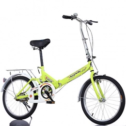 FJW Bici FJW Unisex Sospensione Bici Pieghevole 16 Pollici 20 Pollici Acciaio al Carbonio Alunno Bambino Commuter City Bicicletta, Green, 16Inch