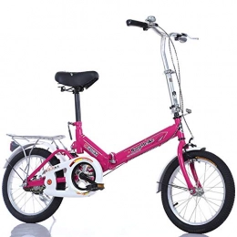 FJW Bici FJW Unisex Sospensione Bici Pieghevole 16 Pollici 20 Pollici Acciaio al Carbonio Alunno Bambino Commuter City Bicicletta, RoseRed, 16Inch