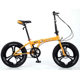 FLYFO Bici FLYFO Bicicletta Pieghevole per Adulti, Bici da Studente da 18 / 20 Pollici, Bici per Uomo E Donna Leggere, Bicicletta Ultraleggera Portatile A velocità Singola, Giallo, 18 Inches