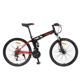 FNCUR Bici FNCUR 24 velocit della Bicicletta 26"Folding Mountain Bike Doppio Freno A Disco Morbida Coda Telaio Maschio E Femmina Studenti Bici Adulta Fuoristrada (Color : Black Red)