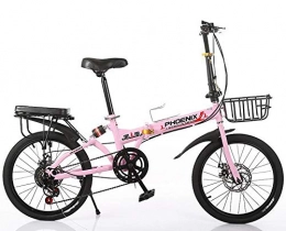 Foto-Wand Bici Foto-Wand Yunyisujiao Bicicletta Pieghevole Bicicletta per Uomo e Donna per Adulti 20 Pollici Bicicletta Pieghevole Leggera Bicicletta Portatile Leggera, Pink-Banner Wheels