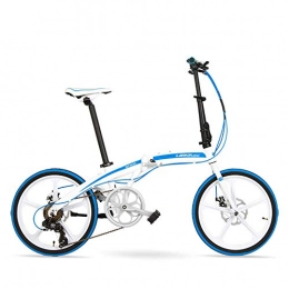 Fslt Bici Fslt QF600G Bicicletta Pieghevole da 20 Pollici Bicicletta Pieghevole a   7 velocitࠠ Telaio in Lega di Alluminio   BMX   Entrambi i Freni a Disco-Blu_Bianco_B