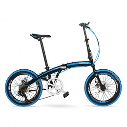 Fslt Bici Fslt QF600G Bicicletta Pieghevole da 20 Pollici Bicicletta Pieghevole a   7 velocitࠠ Telaio in Lega di Alluminio   BMX   Entrambi i Freni a Disco-Blu_Black_A