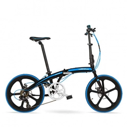 Fslt Bici Fslt QF600G Bicicletta Pieghevole da 20 Pollici Bicicletta Pieghevole a   7 velocitࠠ Telaio in Lega di Alluminio   BMX   Entrambi i Freni a Disco-Blu_Black_B