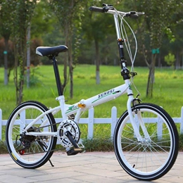 FyuFE Bici FyuFE 20 Pollici Bicicletta Pieghevole Shifting-Pieghevole A velocità Variabile Biciclette per Uomo E Donna della Bicicletta Ultra Luce Portatile Tempo Libero Bici Adulta Student Bici, Bianca