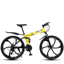 GBX Bici GBX Bicicletta, Mountain Bike Leggera Pieghevole a Velocit Variabile da 26 Pollici, Bici con Telaio in Acciaio ad Alto Tenore Di Carbonio Bicicletta con Doppio Freno a Disco, 21-24-27 Velocit, Gial