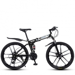 GBX Bici pieghevoli GBX Bicicletta, Mountain Bike Pieghevole a Velocit Variabile da 26 Pollici, Bici con Telaio in Acciaio ad Alto Tenore Di Carbonio Bicicletta con Doppio Freno a Disco, 21-24 - 27 Velocit, Nero, 21 V