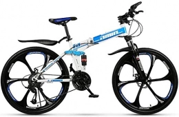 giyiohok Mountain Bike Pieghevole 26 Pollici 30 velocità Uomo e Donna Fuoristrada da Corsa Doppio Ammortizzatore Bicicletta Bici Pieghevole a Sei coltelli Giallo-Blu