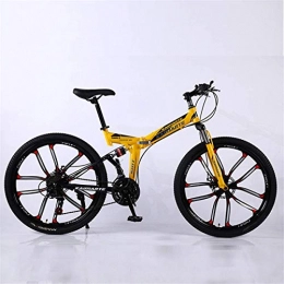 GJNWRQCY Bici GJNWRQCY Doppia Piega Sospensione Dieci coltelli Ruota Complessiva Freni a Disco 27 velocità Mountain Bike 24 / 26 Pollici, Giallo, 24inch