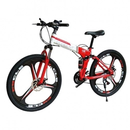 GJNWRQCY Doppio Freno a Disco Doppio Assorbimento degli Urti Pieghevole 26 Pollici Ruota Complessiva 21 velocità Ruota a Tre coltelli Mountain Bike,Rosso