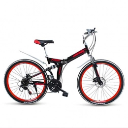 GJNWRQCY Bici pieghevoli GJNWRQCY Mountain Bike a 21 velocità con Freno a Disco Pieghevole da 24 / 26 Pollici, Rosso