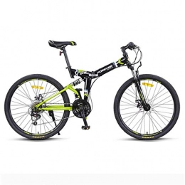 GJNWRQCY Bici GJNWRQCY Mountain Bike Pieghevole a 24 velocità a Doppia velocità Regolabile in Altezza 24 / 26 Pollici, Verde, 24inch