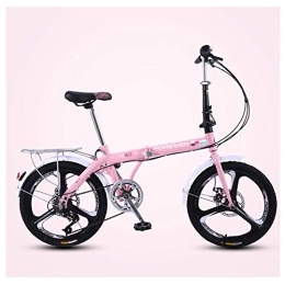 GJZM Bici GJZM Bicicletta Pieghevole da Donna Mountain Bike, pendolare per Bicicletta Pieghevole per Adulti da 20 Pollici 7 velocità, Bici Pieghevoli Leggere, Telaio in Acciaio al Carbonio, Tre Razze Rosa