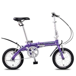 GJZM Bici GJZM Mini Bici Pieghevoli Mountain Bike, Bicicletta da pendolare Urbana Leggera da 14"in Lega di Alluminio, Bicicletta Pieghevole compatta a velocità Singola, Viola