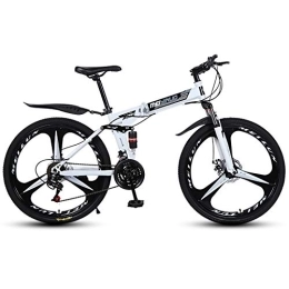 GRTE Bici GRTE Mountain Bike Pieghevole 26" 21, 24, 27-Speed per Adulti, Doppia Sospensione E Freno A Disco, Telaio Pieghevole in Acciaio al Carbonio Ad Alto Spessore, White | 3, 26" 21 Speed