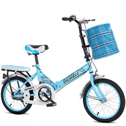 GWM Bici GWM Portable Bicicletta Pieghevole Single Speed ​​Bici Adulta Child Città Commuter Bicicletta con Cestino (Color : Blue, Size : Child)