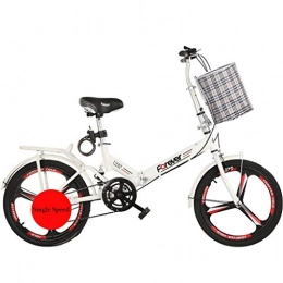 GWM Bici GWM Portable Bicicletta Pieghevole Single Speed ​​Bici Adulta della Bicicletta Bambini con Il Cestino (Color : White)
