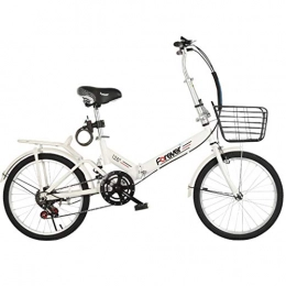 GWM Bici GWM Portatile Pieghevole Bici Adulta Bambini Bici variabile 6 velocità Bicicletta con Cestino (Color : White)