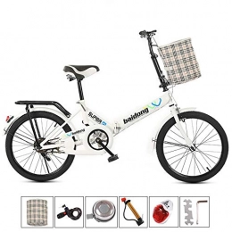 GWSPORT Bici GWSPORT 20" Bicicletta Pieghevole Pneumatici Antiscivolo Leggeri per Mountain Bike con Assorbimento degli Urti Unisex Bicicletta, Bianca