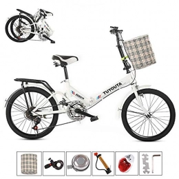 GWSPORT Bici GWSPORT Bici Pieghevole da 20" Ammortizzatore Antiurto a velocit Variabile Pneumatico per Mountain Bike Leggero Bicicletta per Uomo e Donna, Bianca