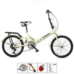 GWSPORT Bici GWSPORT Bici Pieghevole da 20 Pollici Ammortizzatore Antiurto a velocit Variabile Pneumatico per Mountain Bike Leggero Bicicletta per Uomo e Donna, Beige