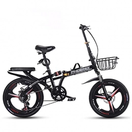 gxj Bici gxj Bicicletta Pieghevole Leggera 7 velocità, 3 Ruote Razze Bici Compact City, Dual Disc Freni E Dual Suspension Bici Pieghevoli per Uomo Donne E Adolescenti, Nero(Size:20 inch)