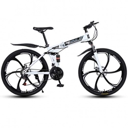 GXQZCL-1 Bici GXQZCL-1 Bicicletta Mountainbike, Mountain Bike, Biciclette Pieghevoli, Telaio in Acciaio, Sospensione Doppia e Doppio Freno a Disco, MTB Bike, 26inch Ruote MTB Bike (Color : White, Size : 24-Speed)