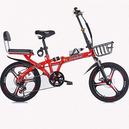 GYL Bici GYL City Bike 16 / 20 Pollici Bicicletta Pieghevole velocità Sono Disponibili Tre Tipi di Pneumatici Sistema di Assorbimento degli Urti Doppio Aggiornato, Rosso, 16inch