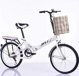 GYXZZ Biciclette First Class Pieghevole City Bike 20"Comfort Saddle Signore Cruiser Bike con Cestino, 4 Colori,Bianca