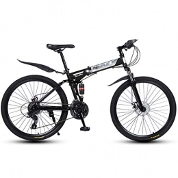 GYXZZ Bici GYXZZ Biciclette Pieghevoli per Mountain Bike da 26 Pollici con Freno a Disco Biciclette MTB a Sospensione Completa per Bicicletta a 27 velocità per Uomo o Donna Telaio Pieghevole, Nero, 10