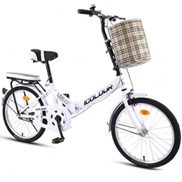 HANGHANG Bici HANGHANG Bicicletta Pieghevole Single Speed Uomo Donna Studente Citt Commuter Bici di Sport con Il Cestino (Color : White)