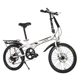 HBHHB Bici HBHHB Bicicletta Pieghevole 6 velocità 20 inch Freno A Doppio Disco Meccanico può Sopportare 120 kg Biciclette Bike Telaio in Acciaio al Carbonio per Principianti A Piloti Avanzati, Bianca