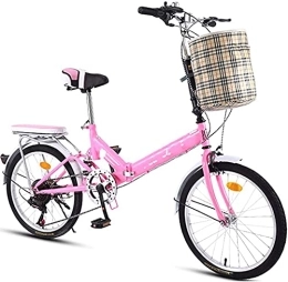 HHORB Bici HHORB Mountain Bike Bicicletta Pieghevole A velocità Variabile Uomo Donna Adulto Studente Città Pendolare Bicicletta Sportiva All'aperto con Cesto, Rosa