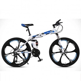 HLMIN 26 Pollici Bicicletta Pieghevole A Prova di Polvere Rear Dual Shock Absorption Telaio in Acciaio Ad Alto Tenore di Carbonio Difficile Leggero,4 Colori (Color : Blue, Size : 27Speed)